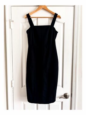 Banana Republic Black Sheath Midi Dress Square Neck Stretch Size 6